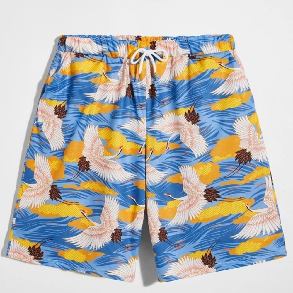 SHEIN Blue and Yellow Athletic Swim Shorts